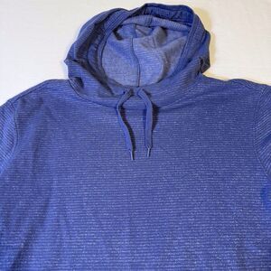 Champion Womens Pullover Funnel Hoodie Blue Heather Front Pocket XL French Terry